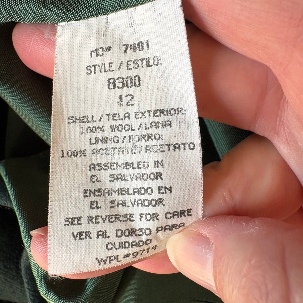 Y2K Dark Academia Forest Green Pure Wool Blazer Sag Harbor - 12 - Picture 9 of 10